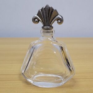 Vintage French Crystal Perfume Bottle Art Deco Bottle Empty Glass Seagull Pewter